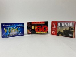 LOT OF 3 CASSETTES-PANASONIC VHS C, RADIOSHACK HD 60, MAXELL UR 90 New S... - $11.13