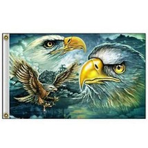 MAJESTIC EAGLES  3X5  FLAG banner FL817  bald usa american nature scene ... - £11.38 GBP