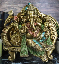 Vastu Hindu God Ganesha Ganapati Seated On Peacock Bird Train Throne Fig... - $40.99