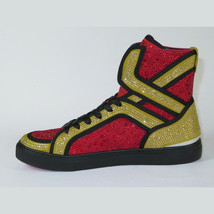 Mens High Top Shoes By FIESSO AURELIO GARCIA ,Fancy Rhine stones 2402 Red Gold image 4