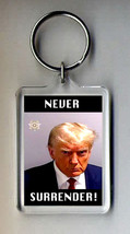 Trump Never Surrender Mug Shot Keyring NEW - $7.99