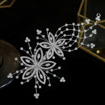 High quality zirconia bridal hair tiara wedding clip flower ladies wedding headb - £57.68 GBP