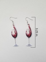 1 Pair of Acrylic Super Fun Wine Glass Womans Dangle Earrings. - $7.99