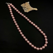Light Pink Shell Pearl 8x8 mm Beads Stretch Necklace Adjustable AN-128 - £11.69 GBP