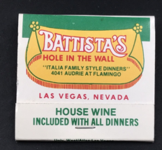 Battista&#39;s Italian Restaurant Las Vegas NV Nevada Matchbook Full 30 Unst... - £7.41 GBP