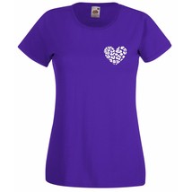 Womens T-Shirt Leopard Skin Heart, Animal Shape Shirts, Skin Print Shirt - £18.58 GBP