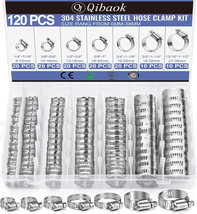 Hose Clamp-  120 PCS Stainless Steel Hose Clamps Assortment Kit 1/4&#39;&#39;–1-... - $38.50