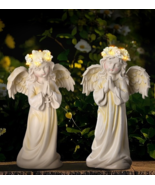 2pcs Solar Praying Angels Memorial Garden Statue Grave Cemetery Beloved ... - $25.73