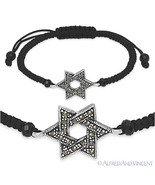 Star of David Magen Judaica Kabbalah Charm Sterling Silver &amp; Marcasite B... - $592.75 MXN