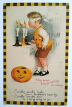 Halloween Postcard Ellen Clapsaddle Wolf Series 31 Checkered Border 1924 Vintage - £142.31 GBP