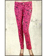Iron Fist Jungle Fever Leopard Animal Print Womens Skinny Jeans Hot Pink... - $29.99