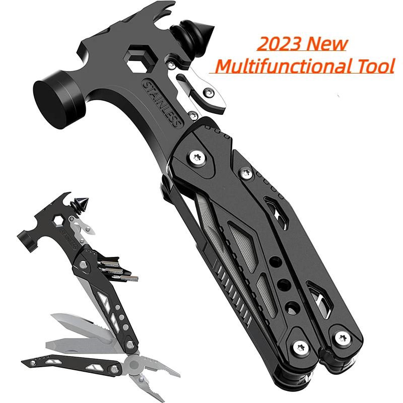 2023 New 16 in 1 Hammer Multitool with Bag Outdoor Multi Tools Camping Survival - £30.57 GBP