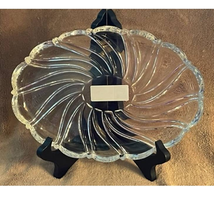 Vintage Mikasa Clear Peppermint Swirl 9 1/2&quot; Lead Crystal Serving Plate, NWOT - £14.69 GBP