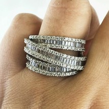 1.99 Ct Lab Created Diamond Multi Row Wedding Band Ring 14K White Gold Plated - £81.37 GBP