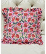 Pink Ruffle Throw Pillow Covers for Couch, 20x20/16x16 Inch Cotton Strip... - $48.99