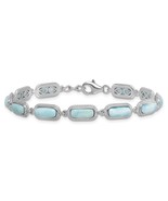 Sterling Silver 7.5 Inch Twisted Fancy Larimar Bracelet with .25&quot; Extension - €240,25 EUR