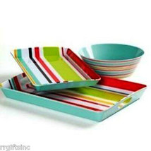 Trays Tabletops Gallery Stripe Melamine Serve ware Buffet Picnic Platter - £31.43 GBP