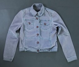 Womyn Dusty Blue Turquoise Stitching Fashion Jacket Size 4 USA Made - $7.92