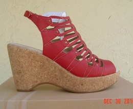 NEW JBU JAMBU RED  LEATHER WEDGE PLATFORM SANDALS SIZE 8 M  $95 - $84.00