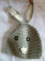 So’Dorable Crocheted Baby Bunny Hat Size 0-3-6 Months Gray Photo Prop Ea... - $14.84