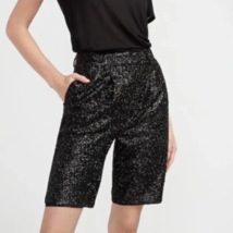 Express High Waisted Sequin Party Bermuda Shorts Lined - Size 00 Black - £19.78 GBP