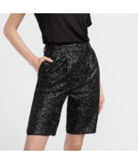 Express High Waisted Sequin Party Bermuda Shorts Lined - Size 00 Black - £18.48 GBP