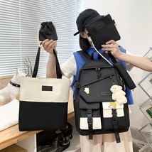 5 Pcs Set Harajuku Women Laptop Backpack Canvas School Bags For Teenage Girls Ka - £132.20 GBP