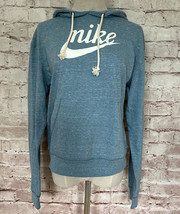 NIKE Teal Blue Heather Womens Loose-Fit Hoodie Shirt Retro Logo Size Small NEW - £41.41 GBP