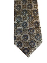 Couture Men’s 100 Percent Silk Tie Necktie Block Design Brown 58&quot; Long Tie - £15.48 GBP