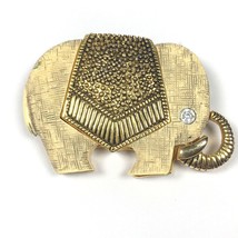 Elephant Brooch Pin Resin and Rhinestone Eye Vintage Heavy Gold Tone - £11.93 GBP