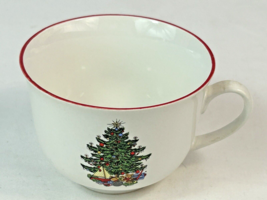 Cuthbertson American Christmas Tree Ceramic Coffee Cup Holiday Holly - Red Rim - £7.91 GBP