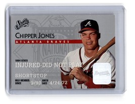 1995 Donruss Studio Chipper Jones #160 Atlanta Braves HOF - £1.56 GBP