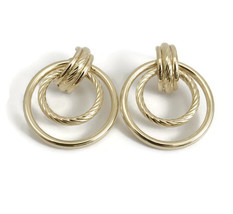 Authenticity Guarantee 
Double Circle Twisted Dangle Drop Earrings 14K Yellow... - £631.95 GBP