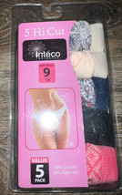 Inteco Intimates ~ 3-Pair Womens Hi-Cut Underwear Cotton Blend (A) ~ 9/1X - £17.32 GBP