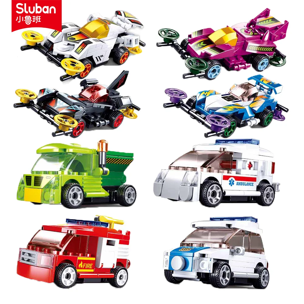 Sluban Building Block Toys B0916/B0933 Pull Back Racing Cars Mini Racers Power - £42.71 GBP