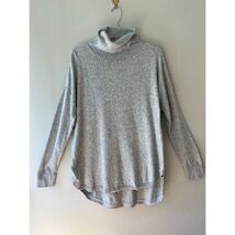 Treasure n Bond Sz L Gray Drapey Turtleneck Sweater Pullover Stretch Tunic - $27.46
