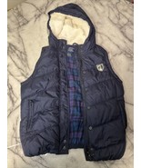 Y2K American Eagle Puffer Fur Hooded Winter Vest Coat Jacket Womens M Blue - €8,57 EUR