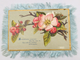 Antique Victorian 1890&#39;s Floral Calling Cards Handcrafted with Blue Silk... - £7.60 GBP