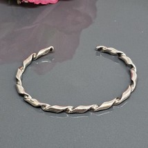 925 Sterling Silver Twisted Rope Open Cuff Oval Bracelet - £29.86 GBP