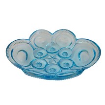 Vintage LE Smith Moon and Stars Oval Blue Glass Candy Trinket Nut Soap Dish EUC - £47.46 GBP