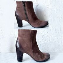 Ecco Jaffna Brown Leather Heeled Ankle Boots Side Zip - Women&#39;s Size 38/7.5 - $105.90 CAD