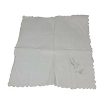 Vintage Cotton Hanky Embroidered Initial L,  Delicate Scalloped Edge White Gold - £7.48 GBP