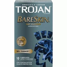 Trojan Bareskin America&#39;s Thinnest Lubricated Latex Condoms 10 Pack / ex... - £7.62 GBP