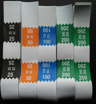 100 Mixed $25 $50 $100 $200 $250 Money Self-Sealing Straps Saw Currency ... - £5.47 GBP