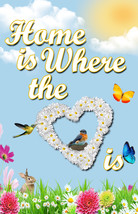 Home Is Where The Heart Is Floral Garden Flag Emotes Double Sided Banner - £10.78 GBP