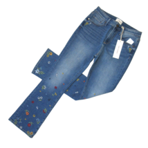 NWT DRIFTWOOD Roxy in Blue Embroidered Floral Studded Ankle Flare Crop Jeans 26 - £79.34 GBP