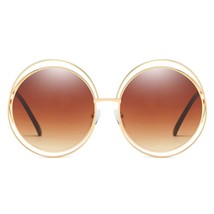 Round Sunglasses For Women Men Vintage Shades Oversized Sunglasses Metal Double  - £20.29 GBP