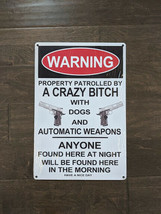 18&quot; WARNING Crazy Bitch 3d cutout retro USA STEEL plate display ad Sign - £46.55 GBP