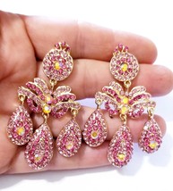 Clip-On Drop Earrings, Rhinestone Bridesmaid Earrings, Prom Pageant Jewelry, 2.5 - £26.63 GBP