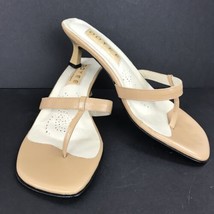 Doyee Designer Womens Strap Beige Heel Thong Sandals Size 8.5 Shoe - $29.99